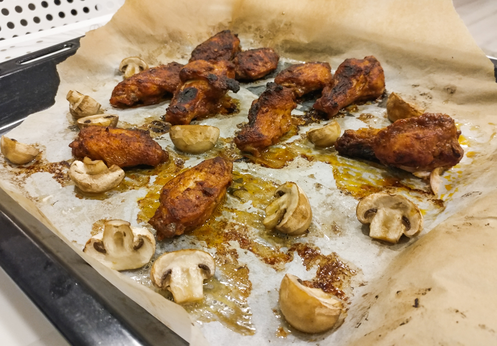 Baked Buttered Chicken and Buttered Mushroom