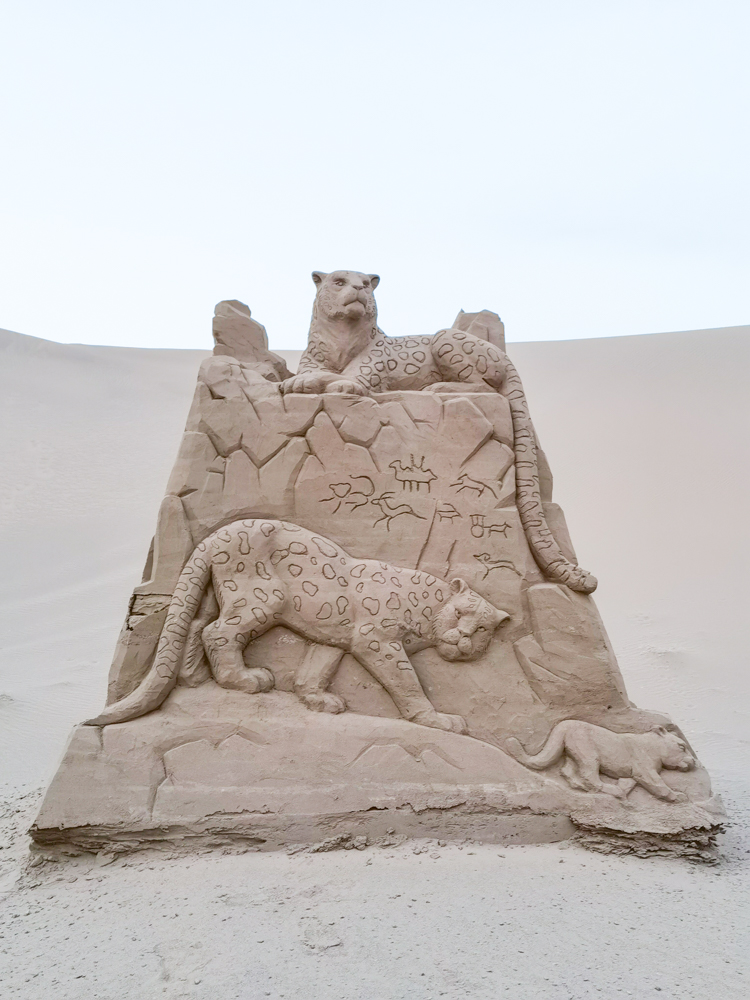 Leopard Sculptures at Khongor Sand Dunes